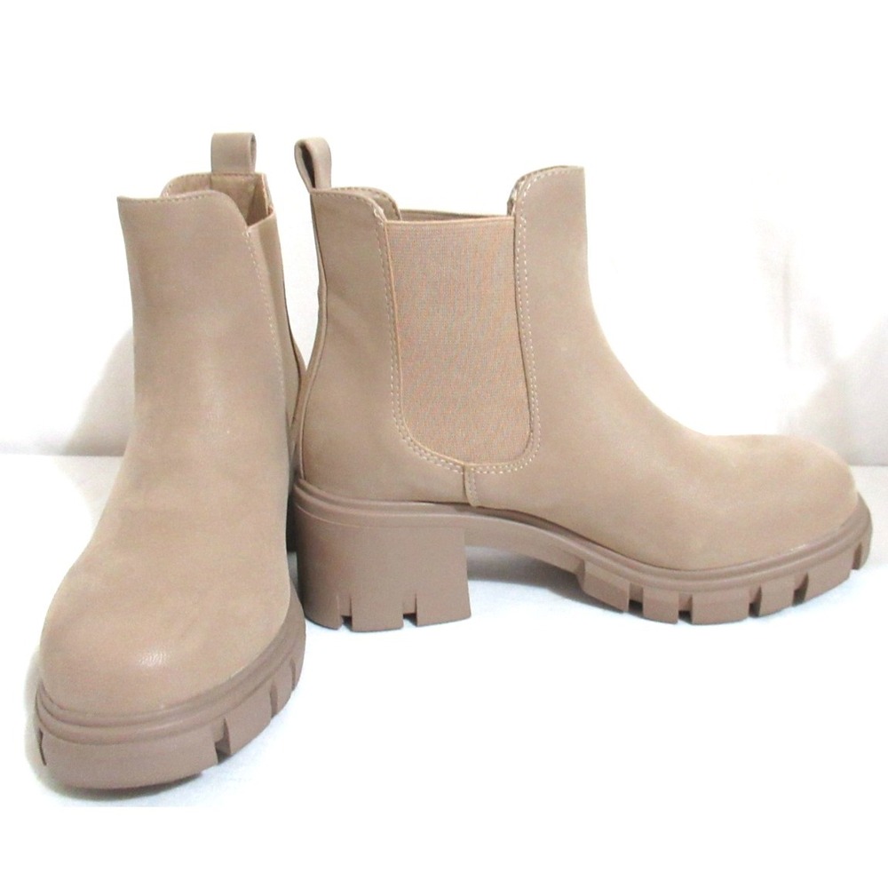 MIA Ivy Size 6.5 Lug Sole Leather Chelsea Boot Women's Stone Brus (Tan) - Picture 2 of 10